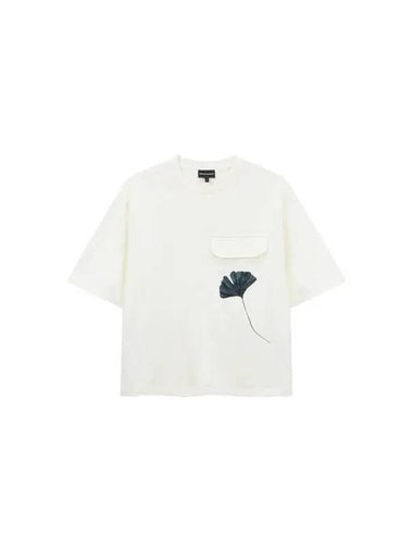 Men s Flower See through Pocket T Shirt Cream - EMPORIO ARMANI - BALAAN 1