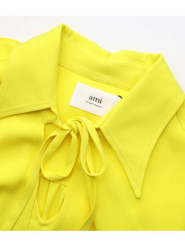 Bow Neck Viscose Short Dress Yellow - AMI - BALAAN 4