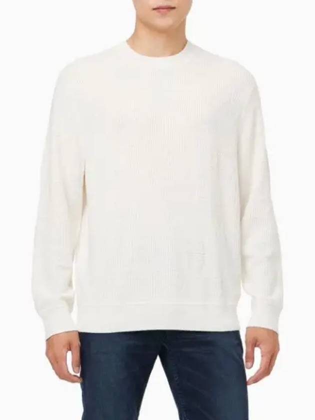 Jeans Monogram Pullover Knit Top Ivory - CALVIN KLEIN - BALAAN 2