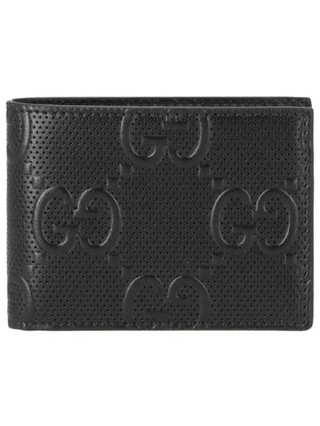 GG Embossed Bifold Half Wallet Black - GUCCI - BALAAN 2