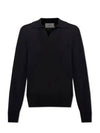 De Coeur Wool Polo Knit Top Black - AMI - BALAAN 2