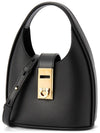 Women's Gancini Buckle Mini Hobo Shoulder Bag Black - SALVATORE FERRAGAMO - BALAAN 3