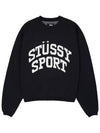 Unisex Big Crackle Sports Crew Neck Sweatshirt Washed Black 118537 0034 - STUSSY - BALAAN 1