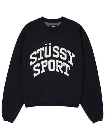 Unisex Big Crackle Sports Crew Neck Sweatshirt Washed Black 118537 0034 - STUSSY - BALAAN 1