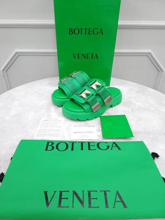 Lux You 37 Green Velcro Buckle Slippers - BOTTEGA VENETA - BALAAN 6