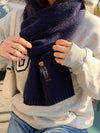 Women Men Bear Scarf Embroidery Knit Muffler Navy PC1269 433 - POLO RALPH LAUREN - BALAAN 1