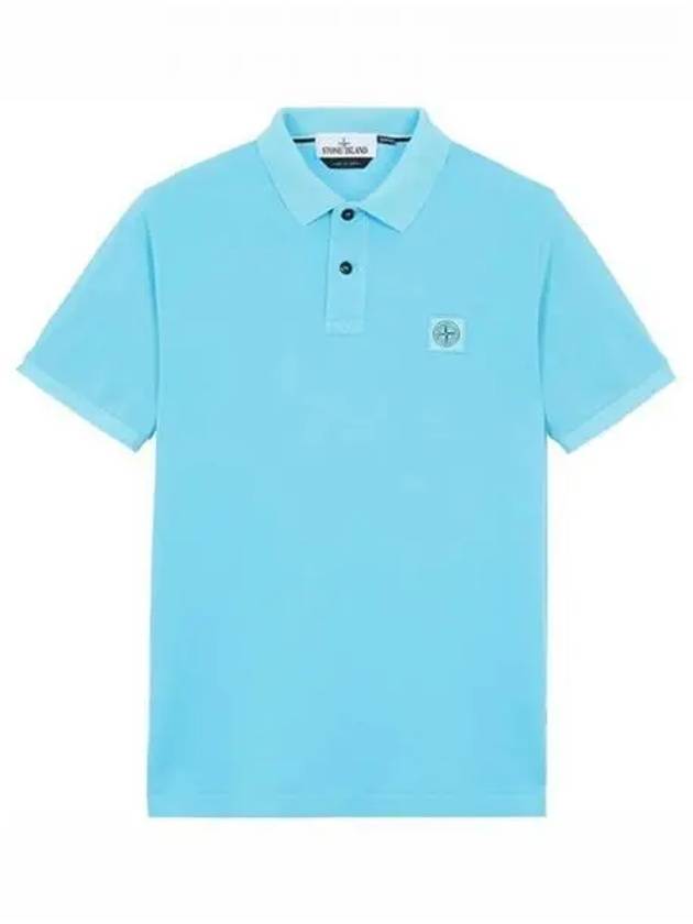 Logo Patch Washing Polo Shirt Aqua Blue - STONE ISLAND - BALAAN 2