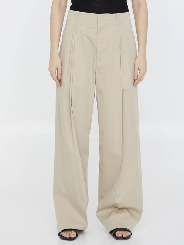 Cotton Silk Wide Leg Slacks Beige - BOTTEGA VENETA - BALAAN 2