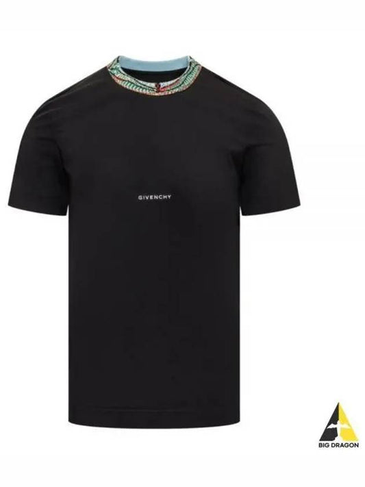 jacquard color knit crew neck short sleeve t-shirt black - GIVENCHY - BALAAN 2