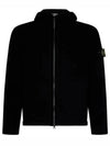 Logo Patch Hooded Lamb Wool Cardigan Black - STONE ISLAND - BALAAN 2