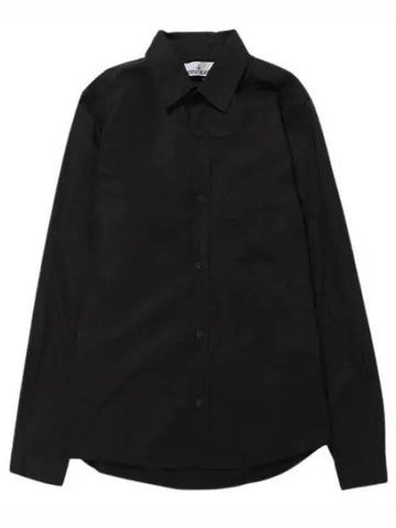 Light cotton logo embroidered buttoned overshirt long sleeved shirt - STONE ISLAND - BALAAN 1