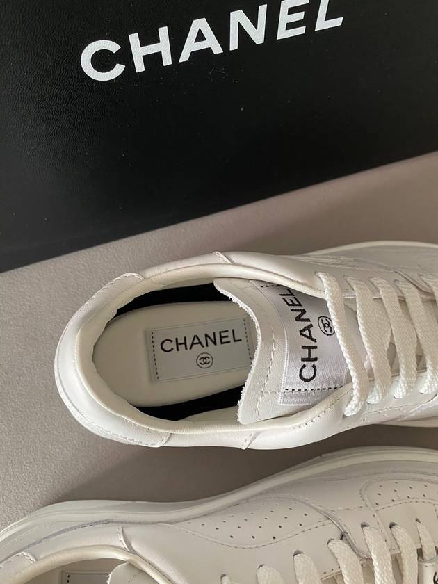 CC Logo Calfskin Low Top Sneakers White - CHANEL - BALAAN 8