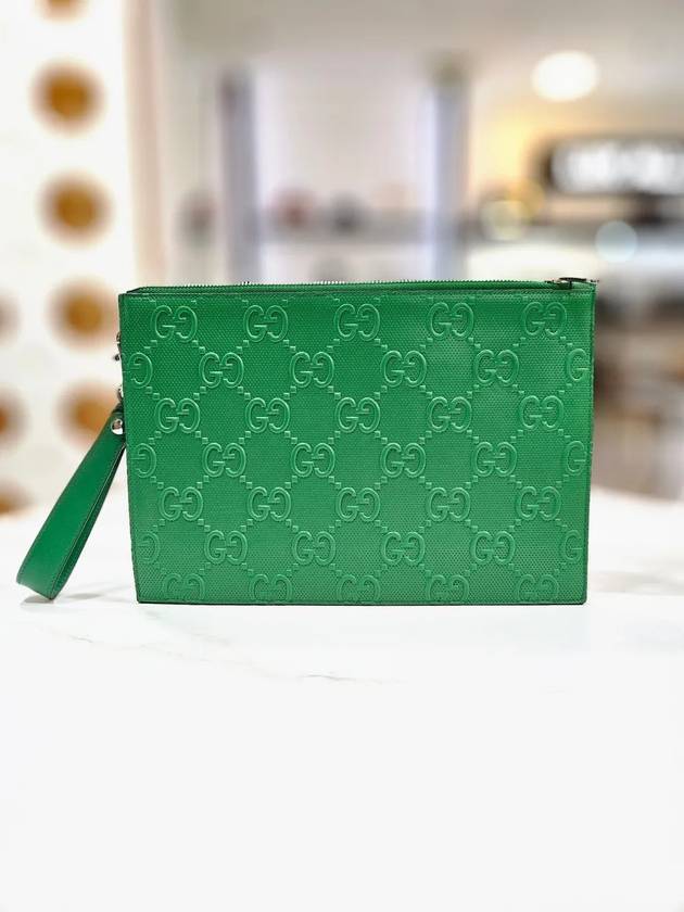 Gucci Men s Pouch GG Embossed Leather Green Clutch Exhibition Grade 625569 - LOUIS VUITTON - BALAAN 1