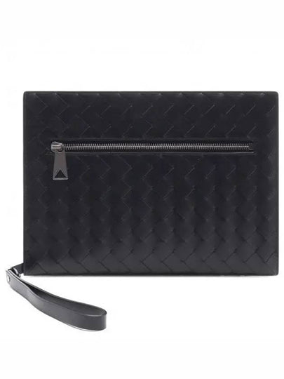 Intrecciato Zipper Small Clutch Bag Black - BOTTEGA VENETA - BALAAN 2