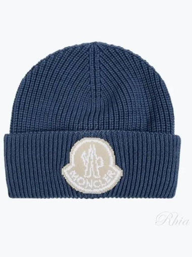 3B00019 M1282 71G Logo Patch Wool Beanie - MONCLER - BALAAN 1