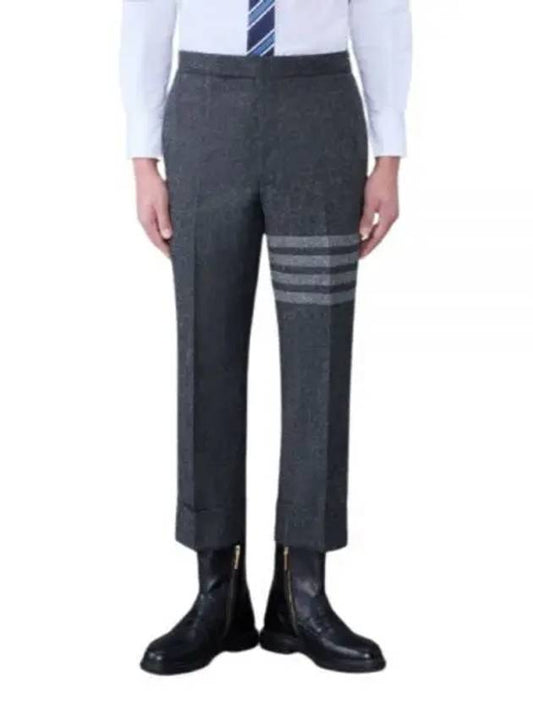 Donegal Tweed Low Rise 4 Bar Backstrap Straight Pants Grey - THOM BROWNE - BALAAN 2