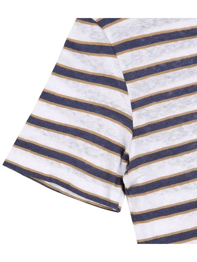 Striped linen blend short sleeve t-shirt STEE155 - IKALOOOK - BALAAN 5