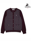 Women s modified houndstooth knit cardigan 2804LXKR WINE - BLACK&WHITE - BALAAN 1