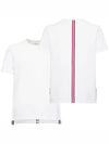 Men's Center Back Striped Short Sleeve T-Shirt White - THOM BROWNE - BALAAN 2