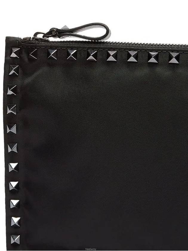 Rockstud Nylon Clutch Bag Black - VALENTINO - BALAAN 5