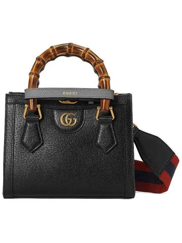 Diana Bamboo Handle Mini Leather Tote Bag Black - GUCCI - BALAAN 1