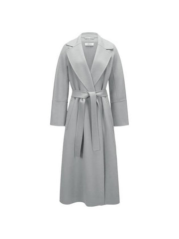 Elisa Belt Wool Single Coat Medium Grey - MAX MARA - BALAAN 1