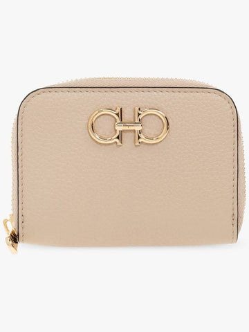 FERRAGAMO Leather Wallet, Women's, Beige - SALVATORE FERRAGAMO - BALAAN 1