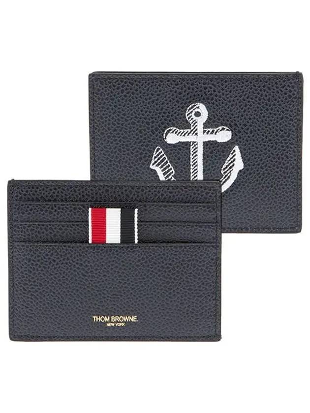 Pebble Grain Anchor Card Wallet Navy - THOM BROWNE - BALAAN 7