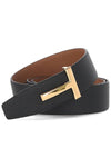 Gold Soft Grain Leather T Icon Belt Tan Black - TOM FORD - BALAAN 2