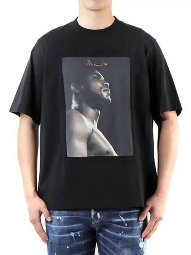 Men's Muhammad Ali Cotton Short Sleeve T-Shirt Black - MARCELO BURLON - BALAAN 2