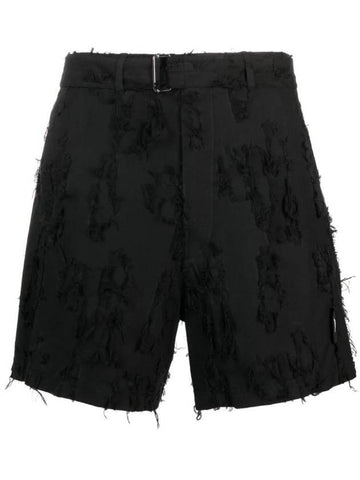 Distressed Belt Cotton Shorts Black - MSGM - BALAAN 1