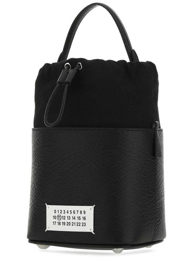 5AC Number Logo Texture Leather Bucket Bag Black - MAISON MARGIELA - BALAAN 3