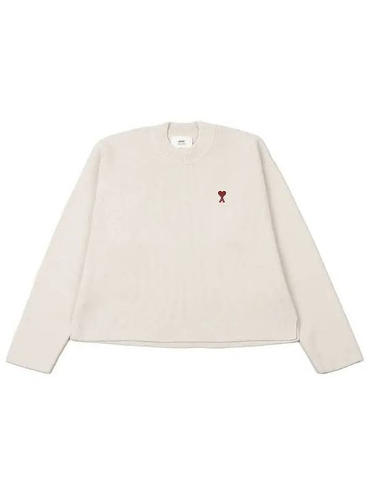 Red ADC Chain Stitch Heart Logo Knit Top Ivory - AMI - BALAAN 2