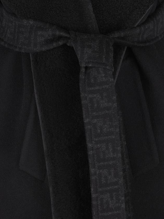 Shawl Collar Belt Coat Black - FENDI - BALAAN 4