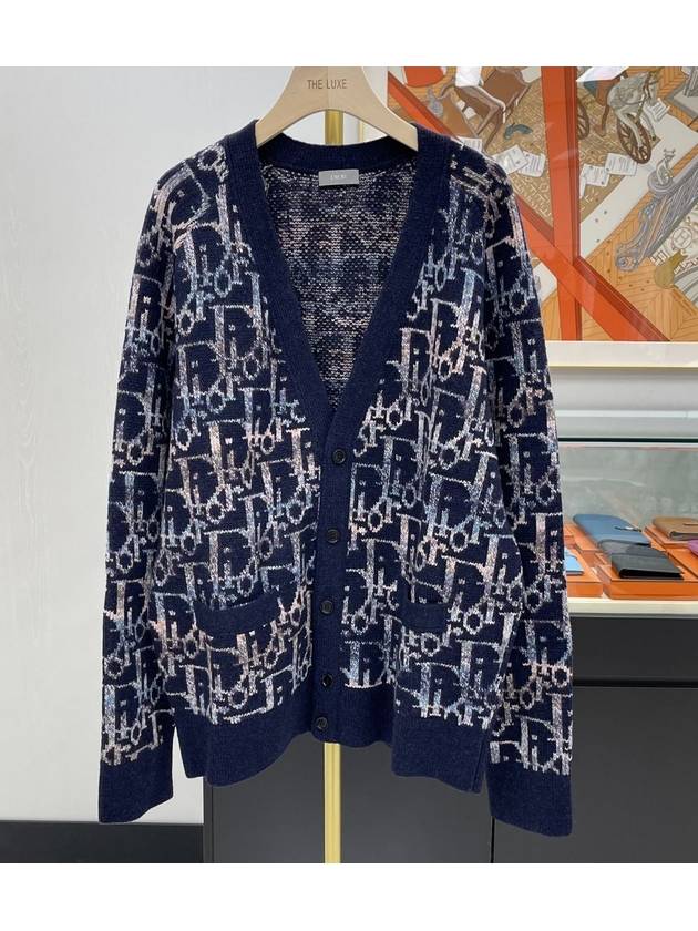 Oblique Wool Jacquard Cardigan Blue - DIOR - BALAAN 2