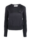 Women's Embroidered Logo Bea Wool Knit Top Grey - VIVIENNE WESTWOOD - BALAAN 7