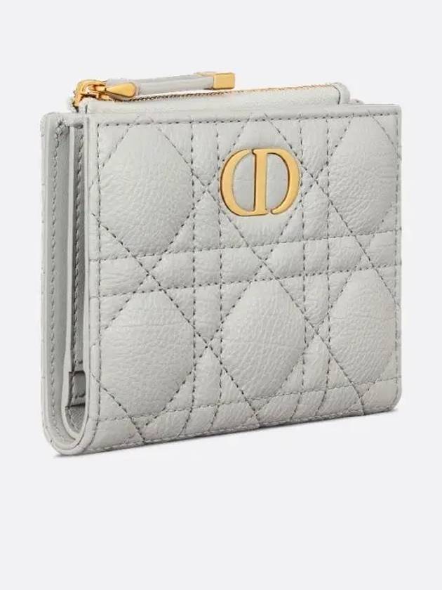 Caro Dahlia Supple Cannage Calfskin Half Wallet Grey - DIOR - BALAAN 3