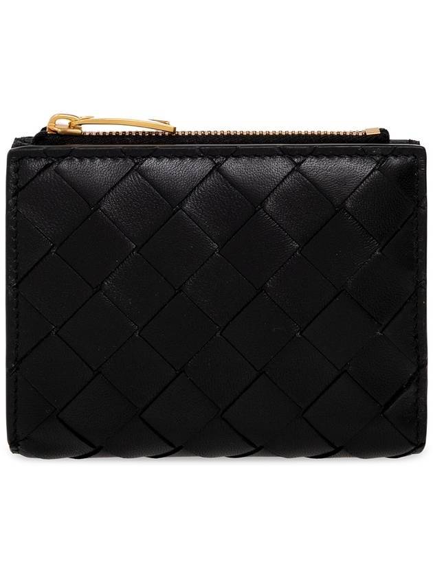 Intrecciato Zipper Small Half Wallet Black - BOTTEGA VENETA - BALAAN 1