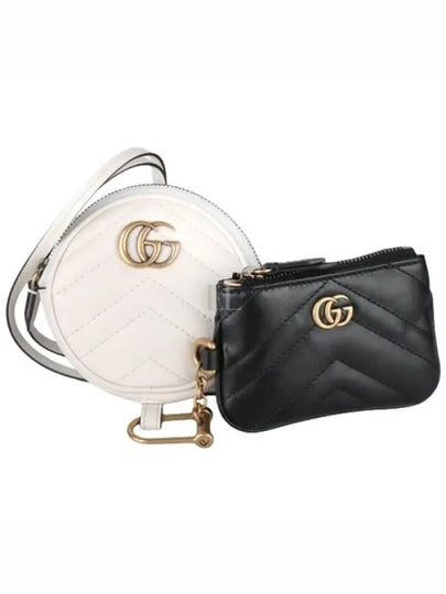 GG Marmont Coin Wallet Keyholder Set Black White - GUCCI - BALAAN 2