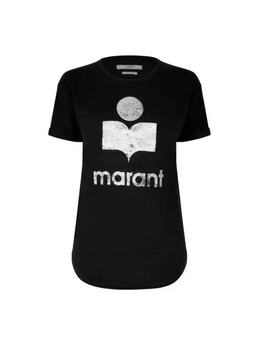 Women s Coldy Logo Short Sleeve T Shirt Black TS0004FA A1N10E 01BK - ISABEL MARANT - BALAAN 2