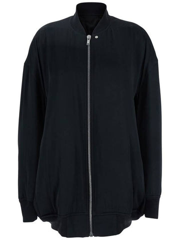 'Jumbo Peter Flight' Black Bomber Jacket In Virgin Wool Man - RICK OWENS - BALAAN 1