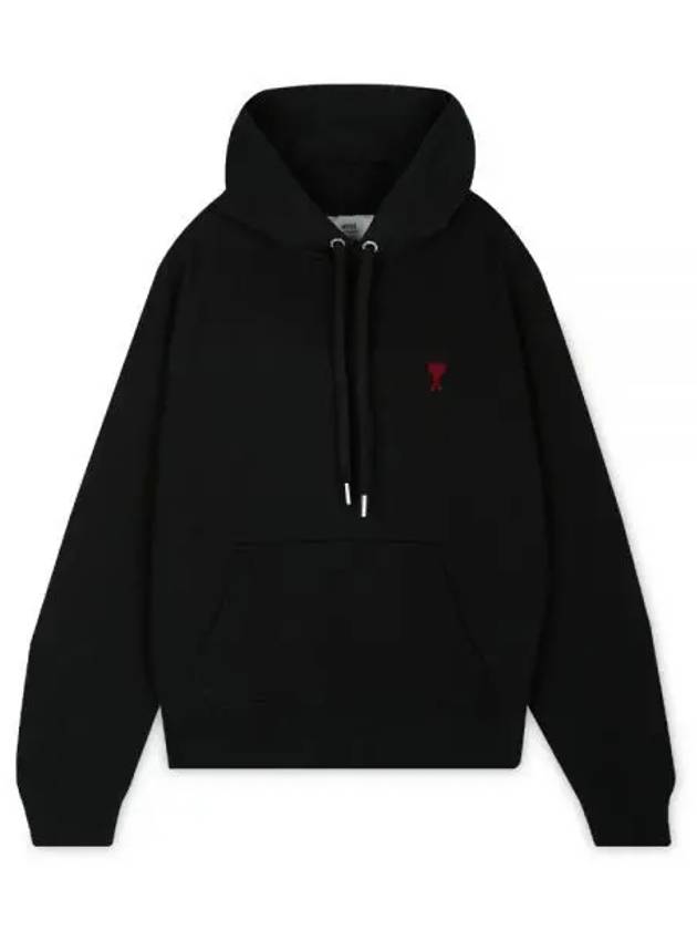 Heart Logo Cotton Hoodie Black - AMI - BALAAN 2