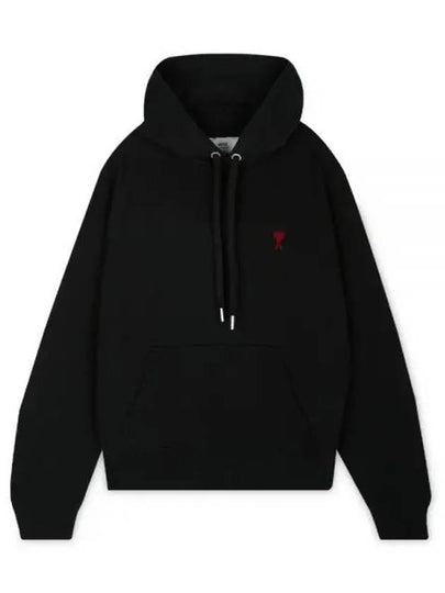 Heart Logo Cotton Hoodie Black - AMI - BALAAN 2