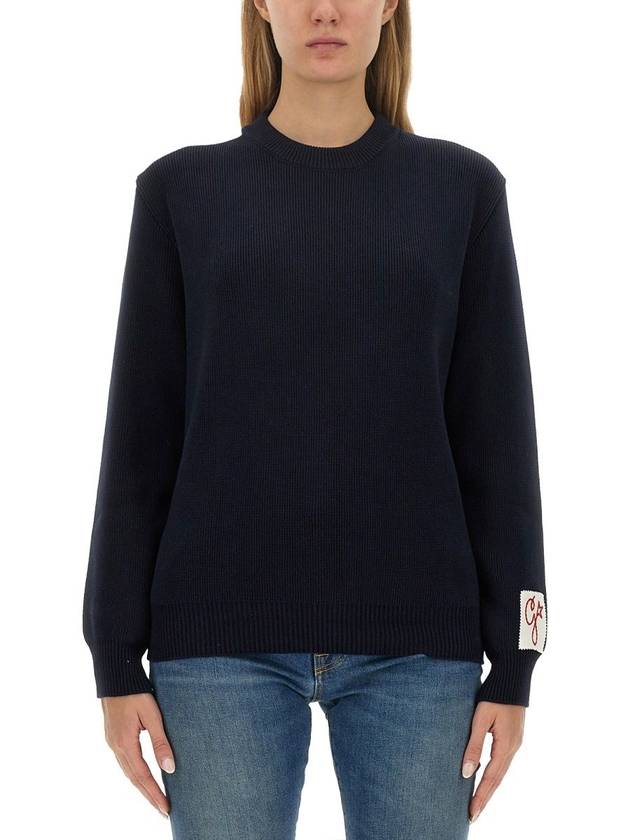 Back Logo Cotton Knit Top Dark Blue - GOLDEN GOOSE - BALAAN 6