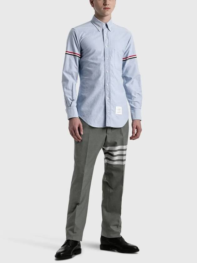 Oxford Striped Grosgrain Armband Classic Long Sleeve Shirt Light Blue - THOM BROWNE - BALAAN 6