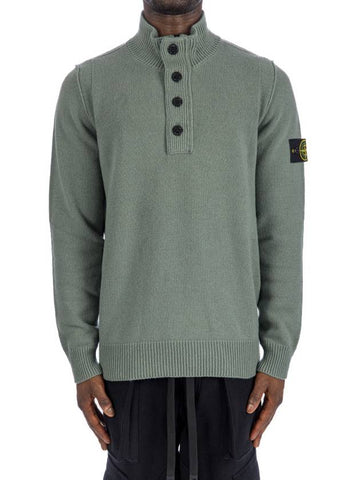 Wappen Patch Button Knit Top Grey - STONE ISLAND - BALAAN 1