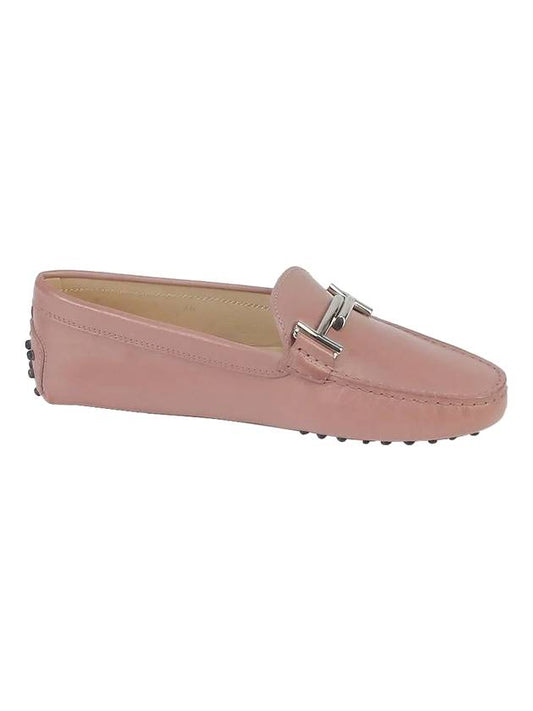 Gomino Double T Leather Driving Shoes Pink - TOD'S - BALAAN.