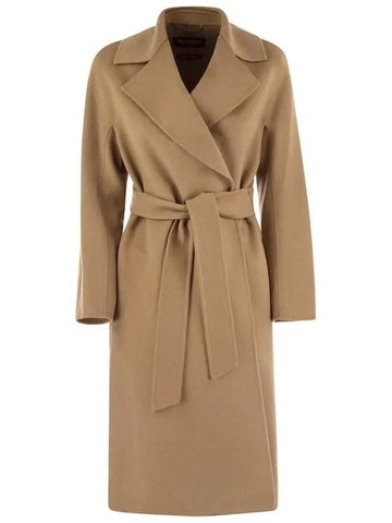 CLES Belted Wool Coat Camel 2426016021 024 - MAX MARA - BALAAN 1