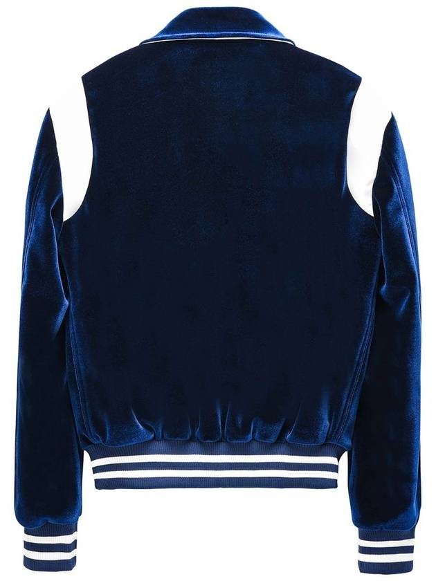 Velvet Varsity Bomber Jacket Blue - ROLLING STUDIOS - BALAAN 3