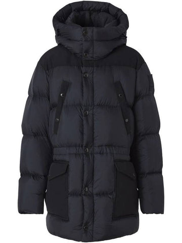 logo applique nylon puffer padding charcoal gray - BURBERRY - BALAAN.